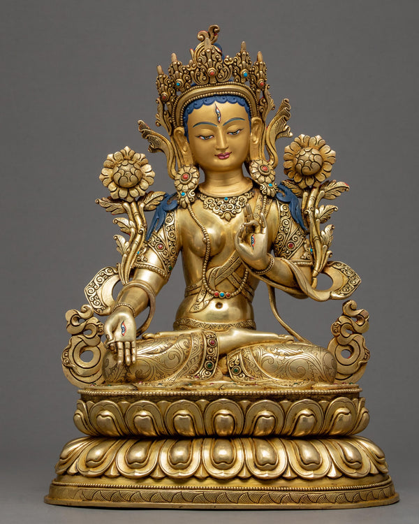 Long-Life Deity White Tara Statue 