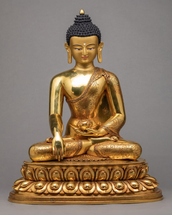 Buddha Shakyamuni Statue | Gold Plated Gautam Buddha | Buddhist Statue