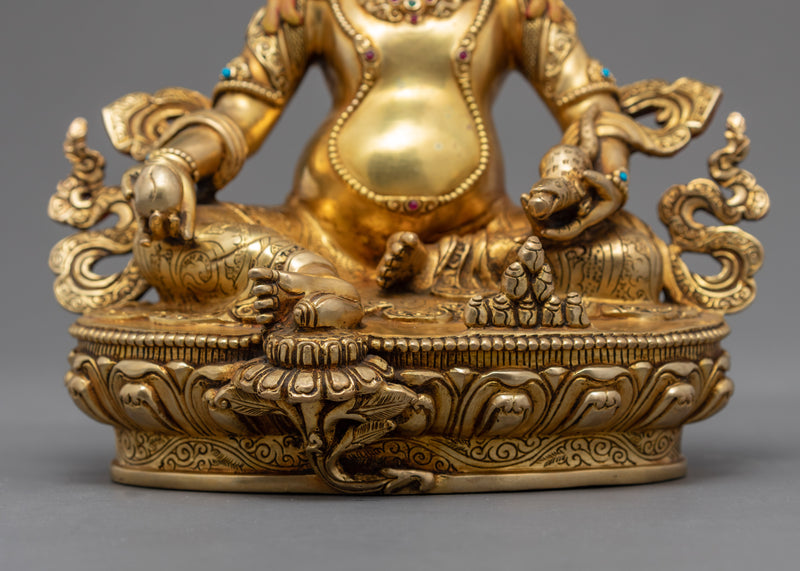 Yellow Dzambhala Statue | Gold Gilded Sculpture | Wealth Deity