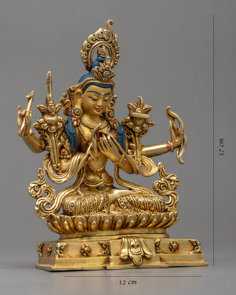 Four-Armed Manjushri Statue | Wisdom Deity