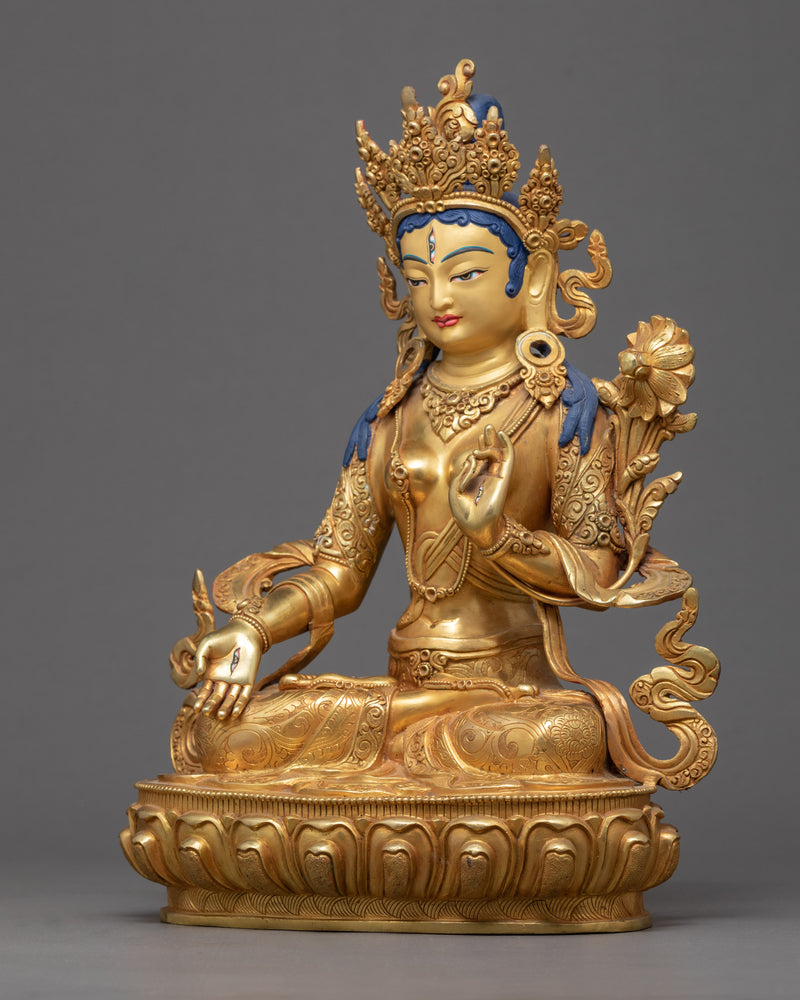 The White Tara Statue | Traditionally Sculpted Gold Sculpture