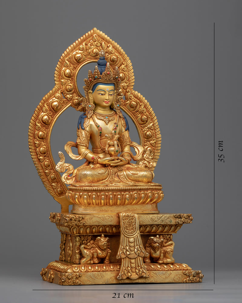 Practice Of Amitayus Sutra Sculpture | Buddha Amitayus Seated On Throne Statue