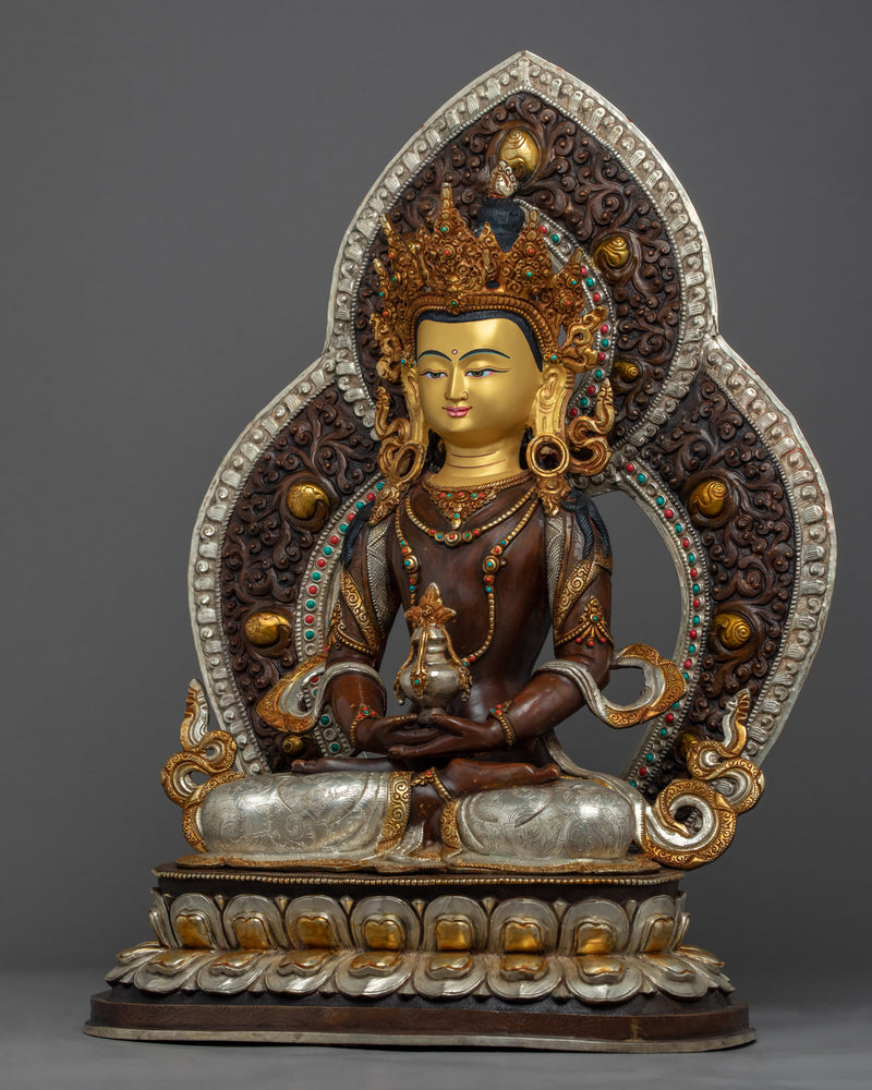 Buddha Amitayus Gold Statue | Hand carved Buddhist Deity