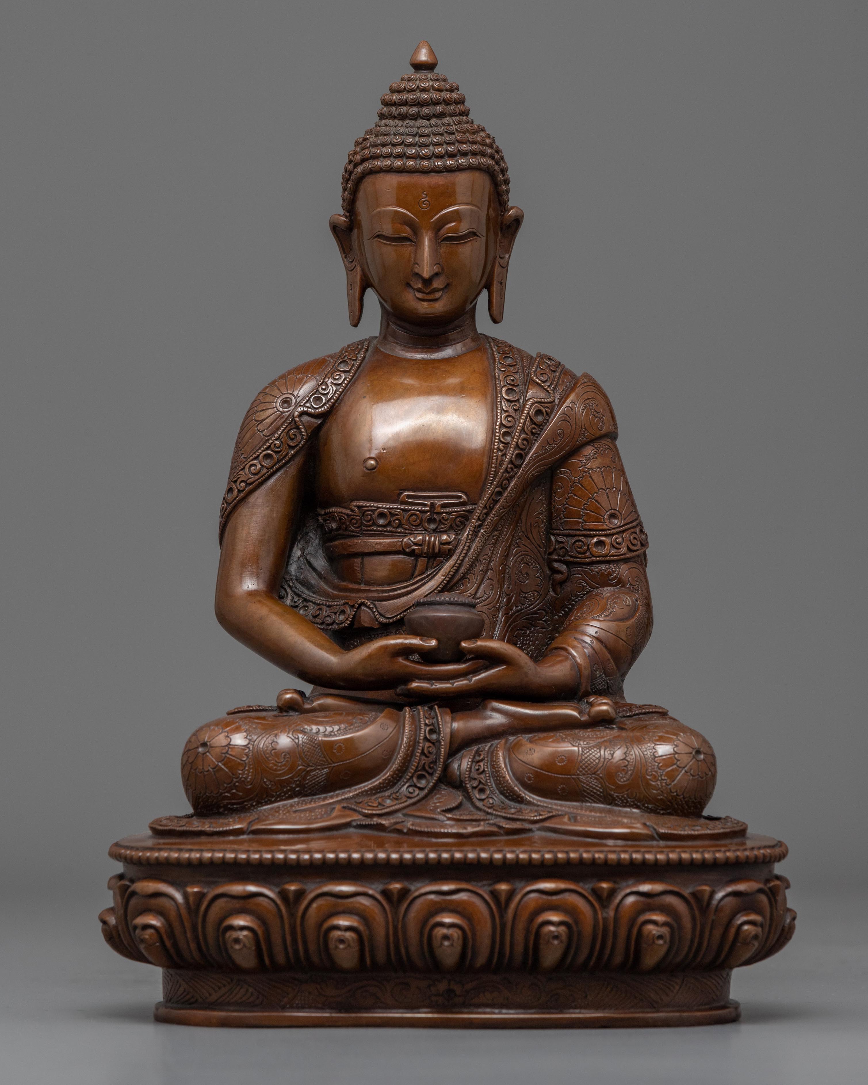 Hand Carved Buddha Amitabha Statue | Himalayan Style Buddhist Statuett