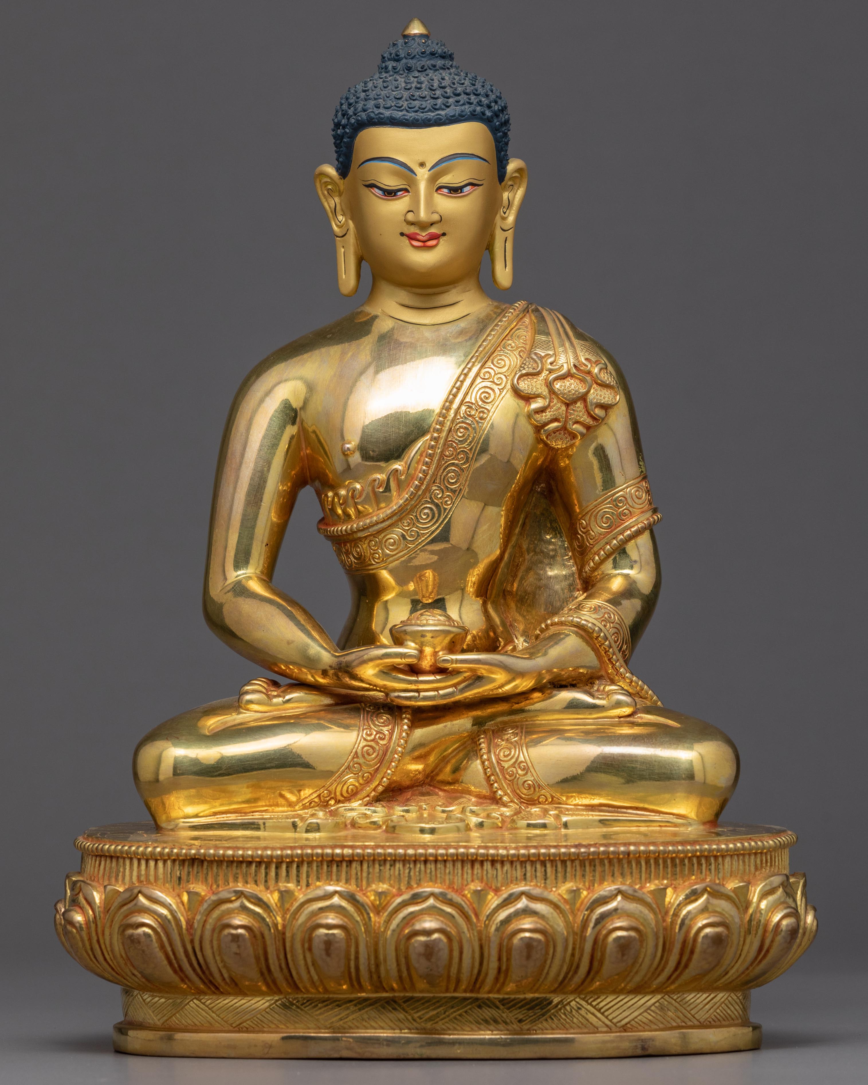 Seated Buddha Amitabha Statue | 24k Gold Gilded Art