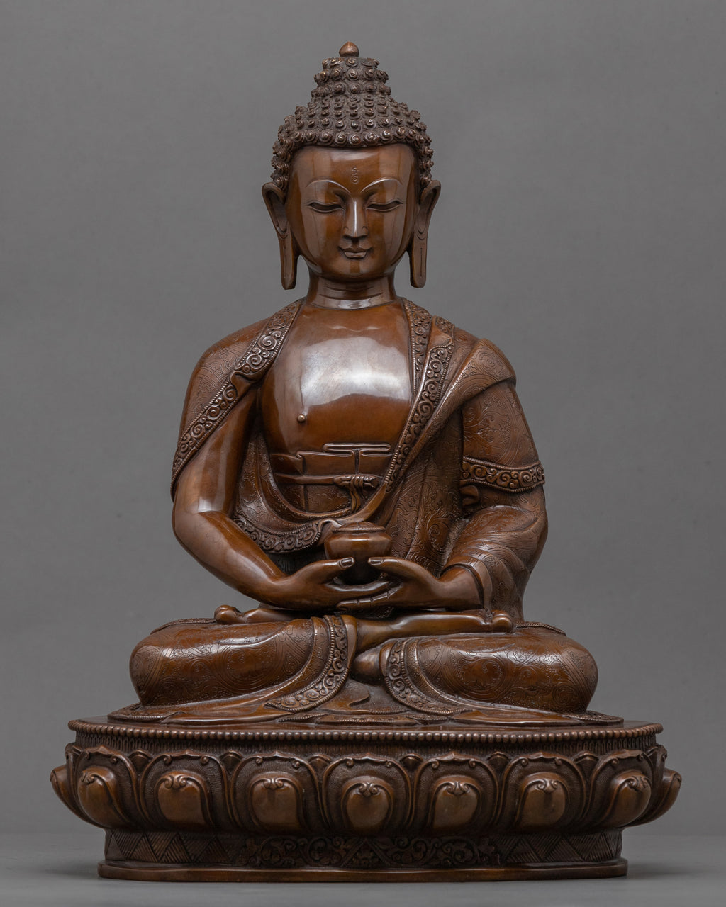 Amitabha The Buddha Of Infinite Light Sculpture | Oxidized Copper Artw