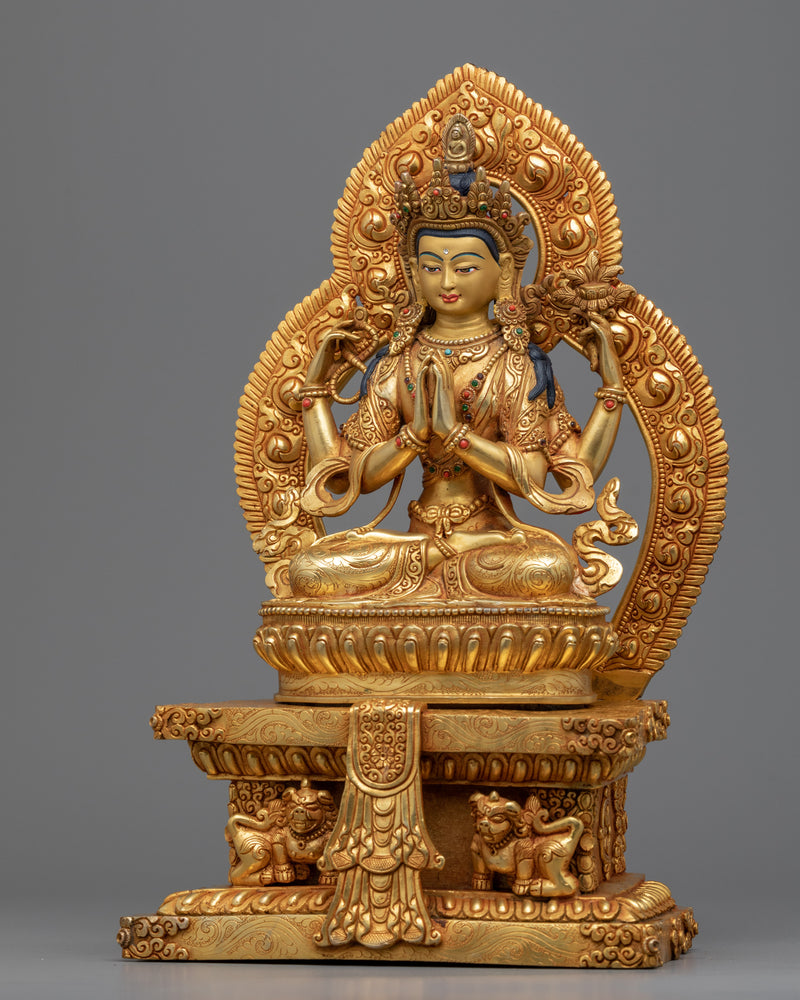 Traditional Buddhist Statue For Avalokiteshvara Chant | Bodhisattva Chenrezig Sculpture