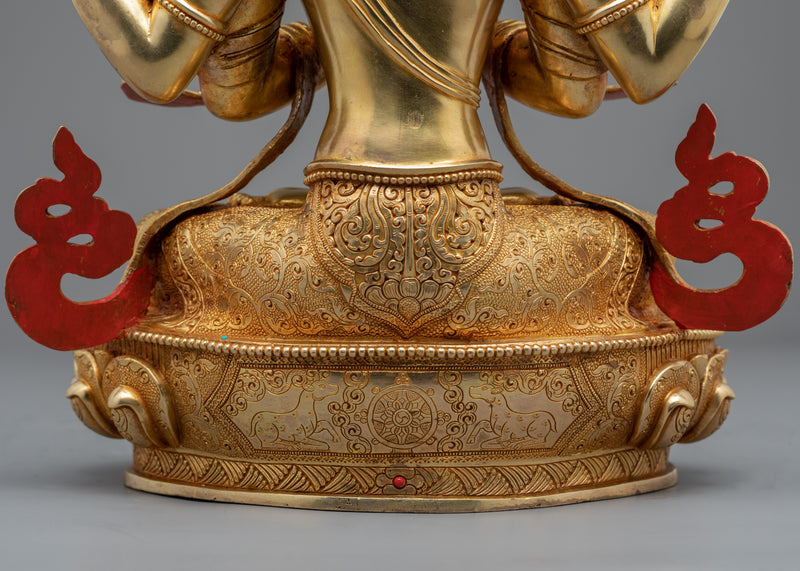 Statue Of Chenrezig | 24-Karat Gold Gilded Buddhist Deity Figurine For Ritual