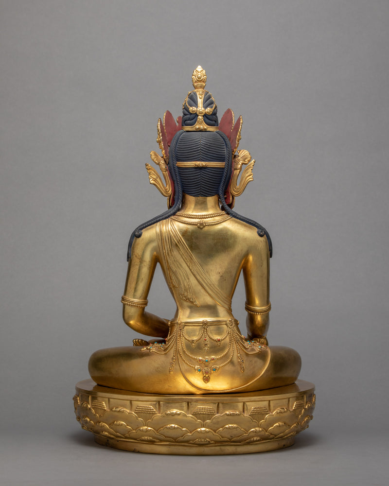 Crowned Shakyamuni Buddha Statue | Sambhogakaya Form | Buddhist Tantric Tradition