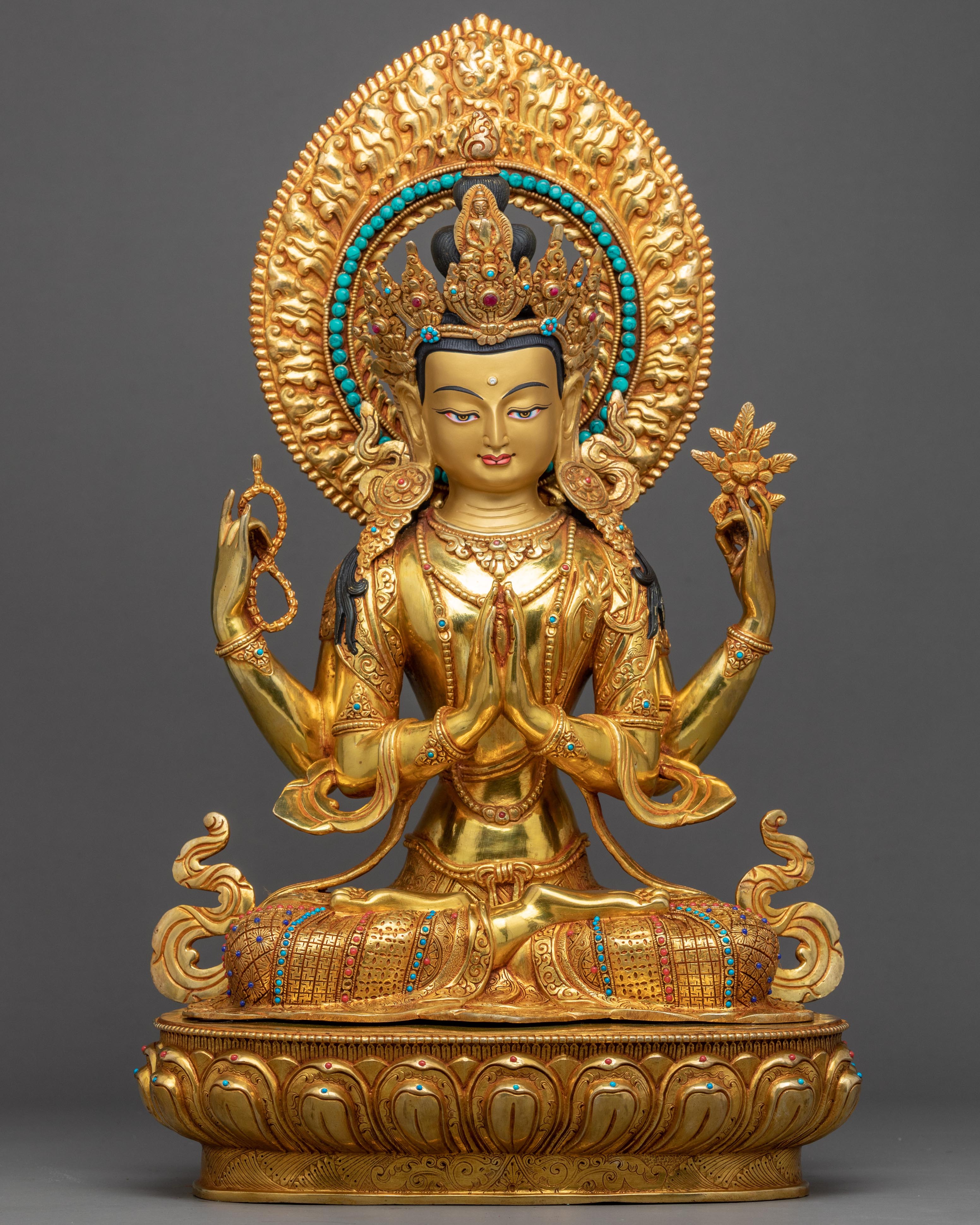 Chenrezig Gold Plated Sculpture | Bodhisattava of Compassion