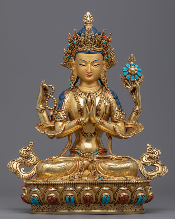 4 arms chenrezig buddha statue