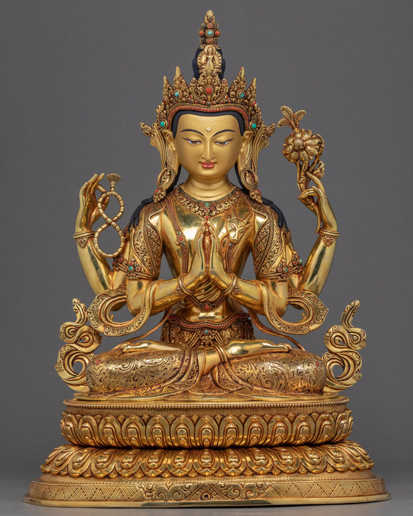 Chenrezig Gold Plated Statue 