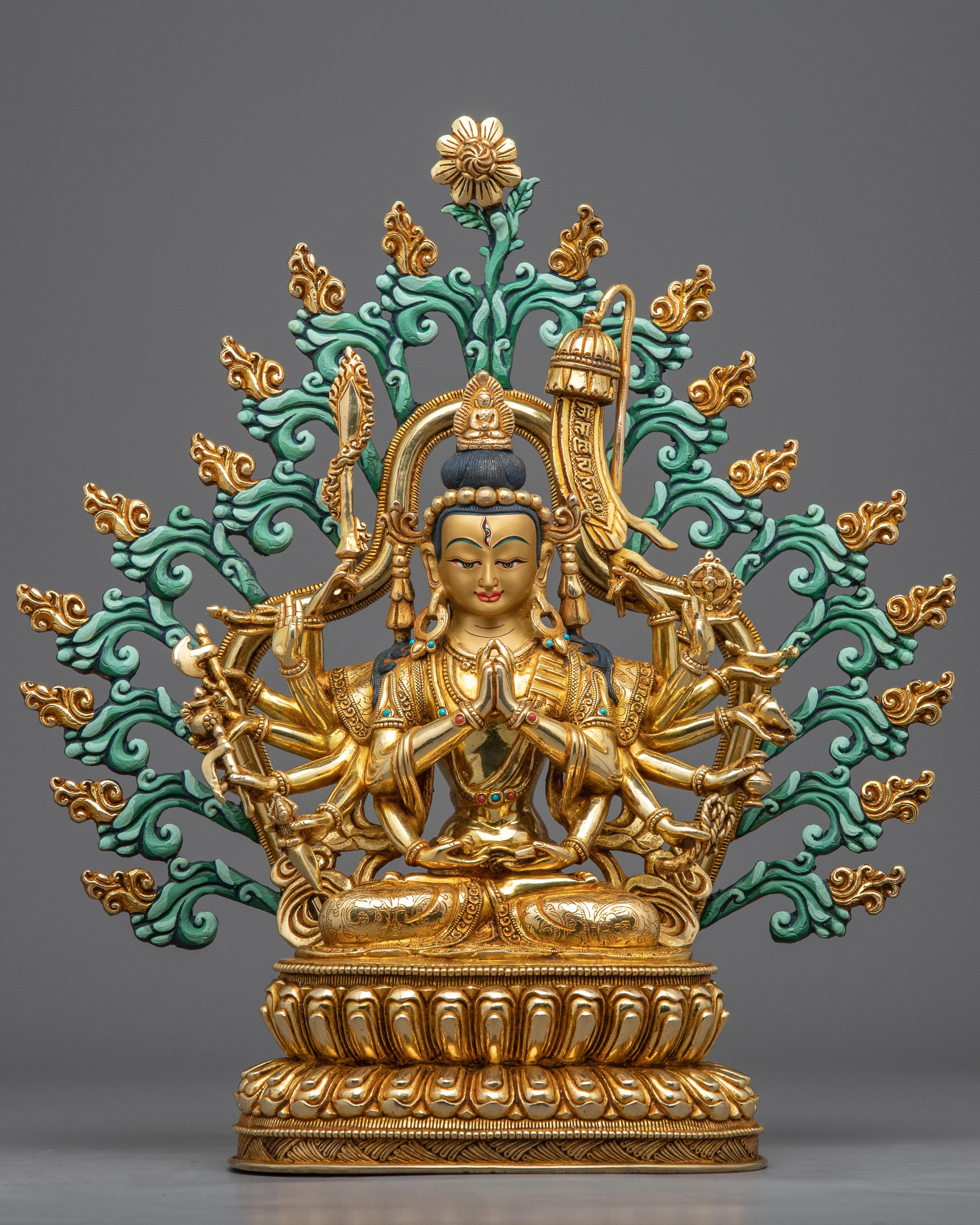 Cundi Bodhisattva Gilded in Pure Gold | Zhǔntí Púsà Hand-Carved Statue