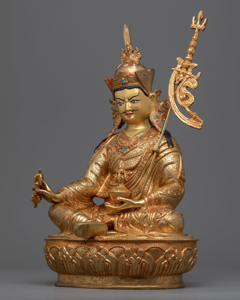 Tso Pema Guru Rinpoche Statue | Himalayan 24k Gold Gilded