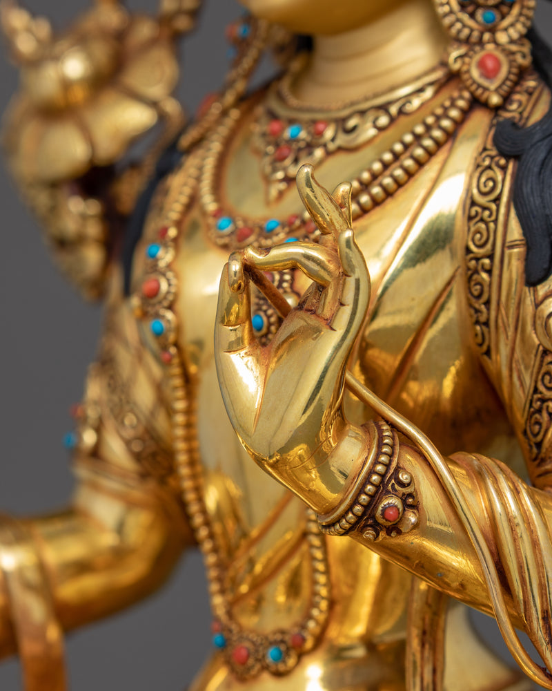 Green Tara Sculpture Nepal | Genuinely Gold Gilded in Himalayan Style