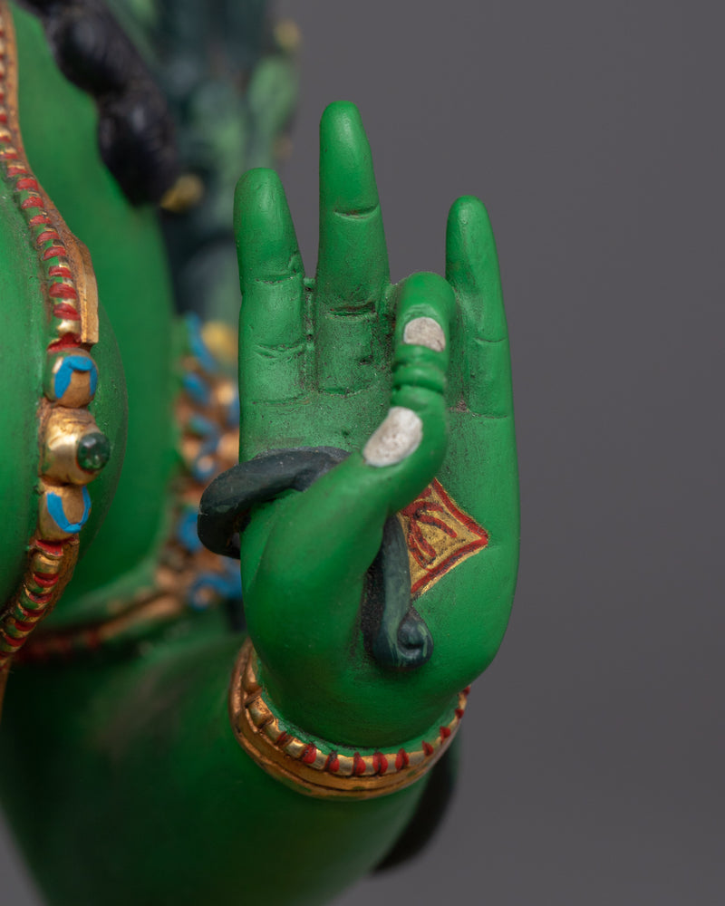 Statue For Buddhist Green Tara Mantra Practise | Buddhist Deity Figurine For Ritual