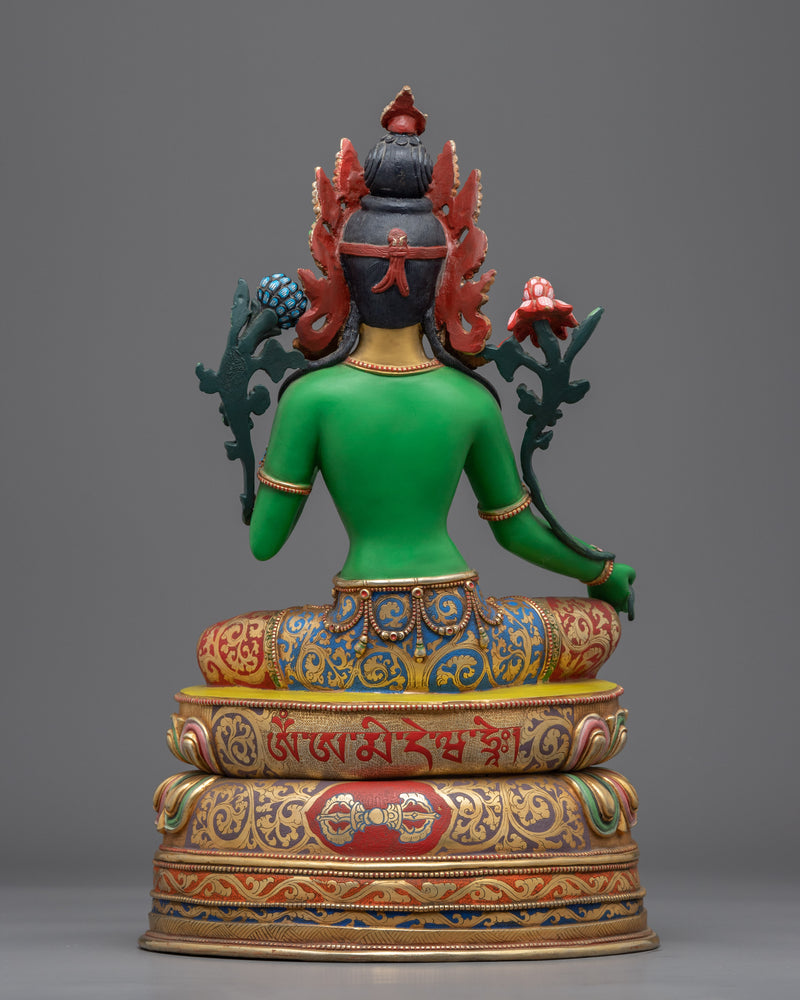 Statue For Buddhist Green Tara Mantra Practise | Buddhist Deity Figurine For Ritual