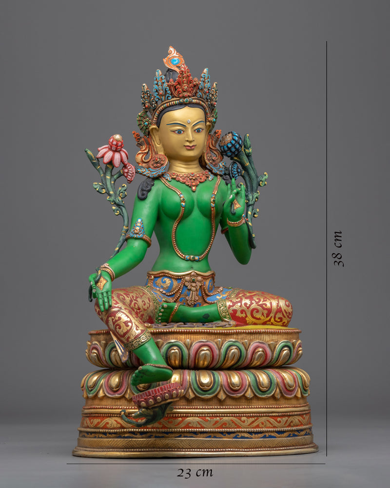 Statue For Buddhist Green Tara Mantra Practise | Buddhist Deity Figurine For Ritual