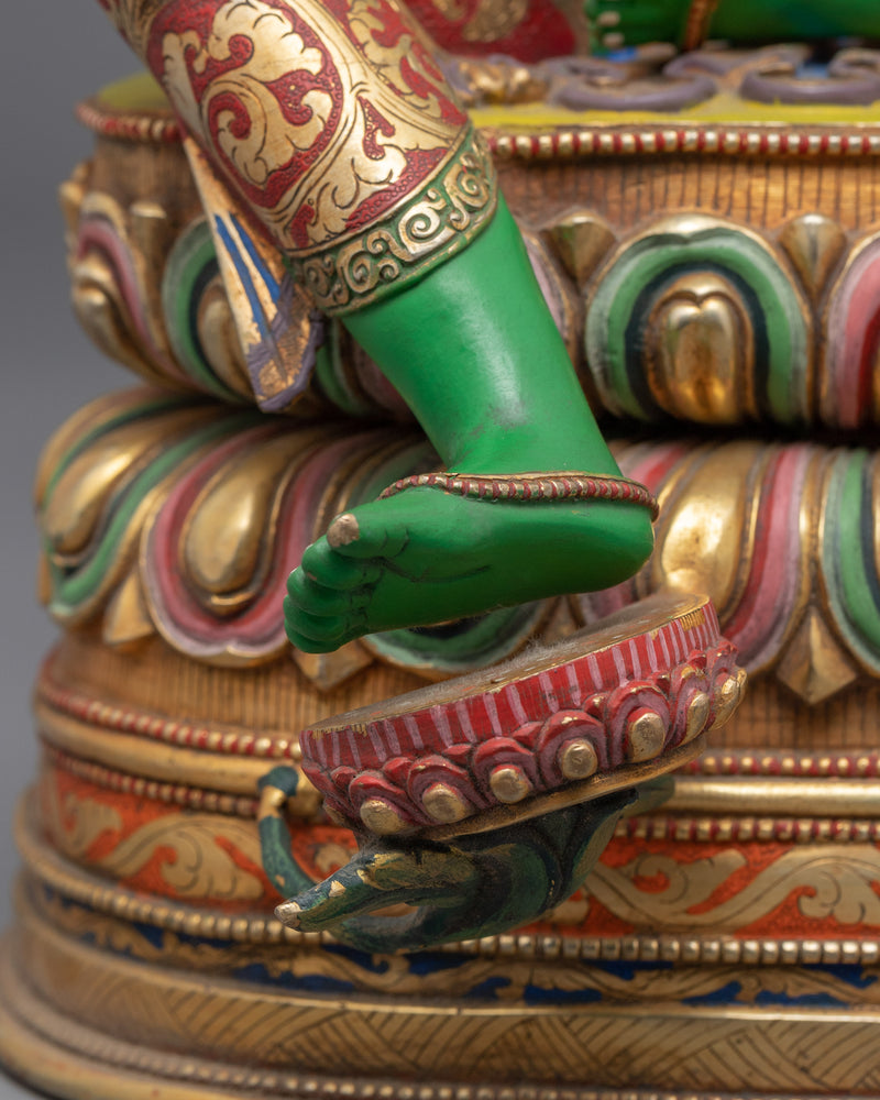 Statue For Buddhist Green Tara Mantra Practise | Buddhist Deity Figurine For Ritual