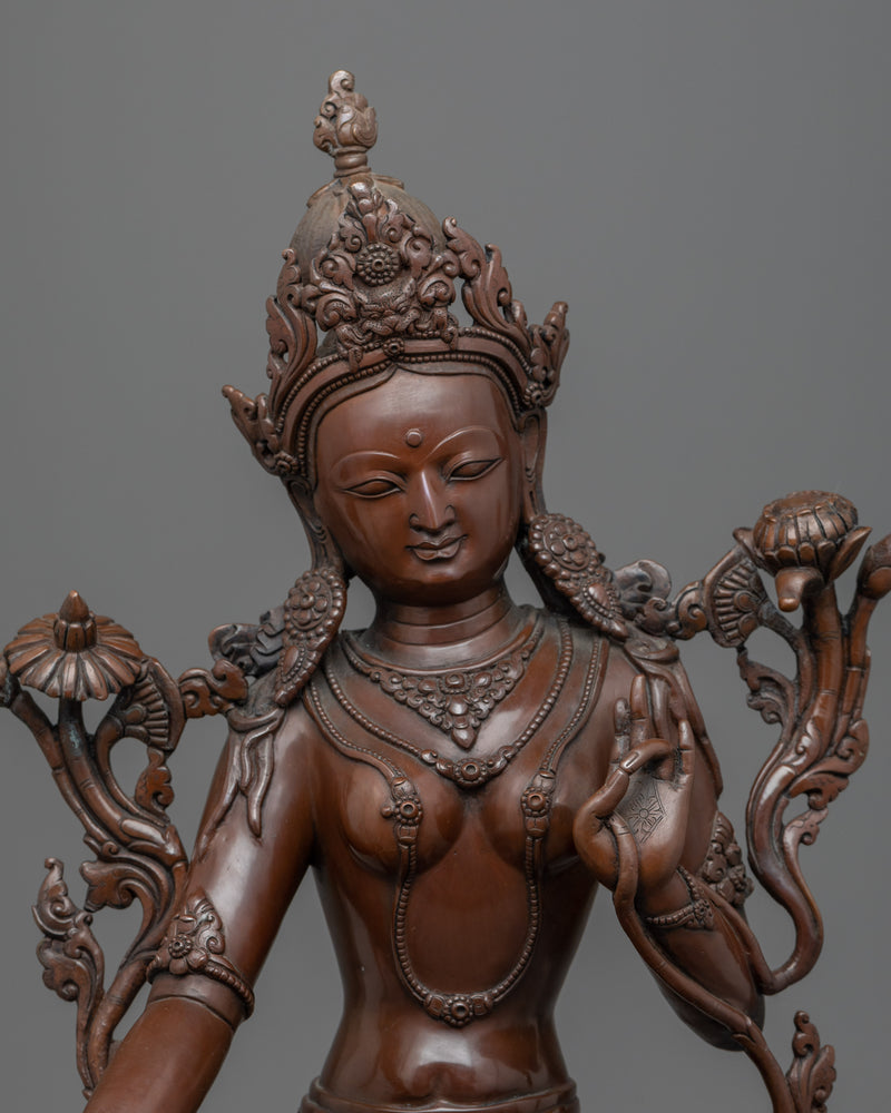 Green Tara Tibetan Buddhism | Traditionally Hand-crafted Oxidized Statue