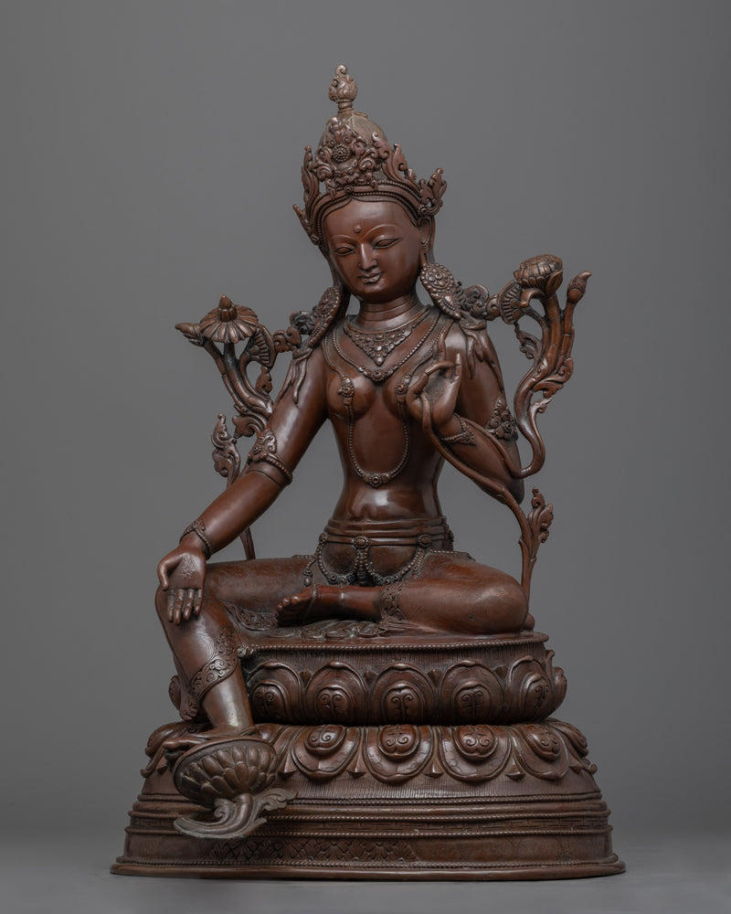 Green Tara Tibetan Buddhism | Traditionally Hand-crafted Oxidized Statue