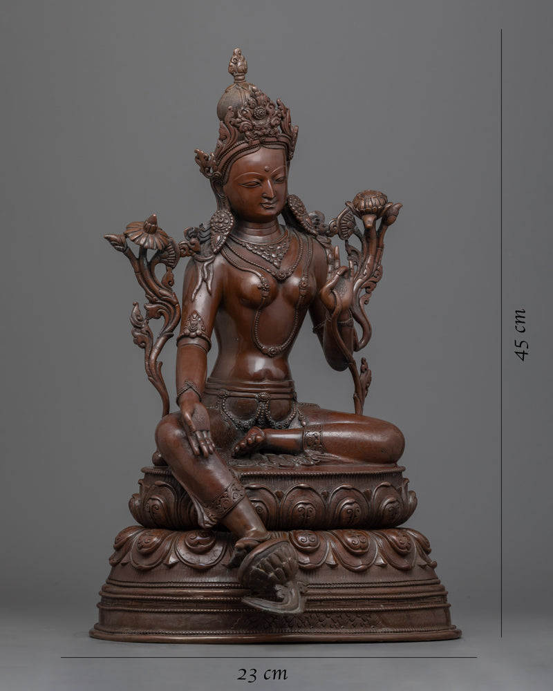 Green Tara Tibetan Buddhism | Traditionally Hand-crafted Oxidized Statue