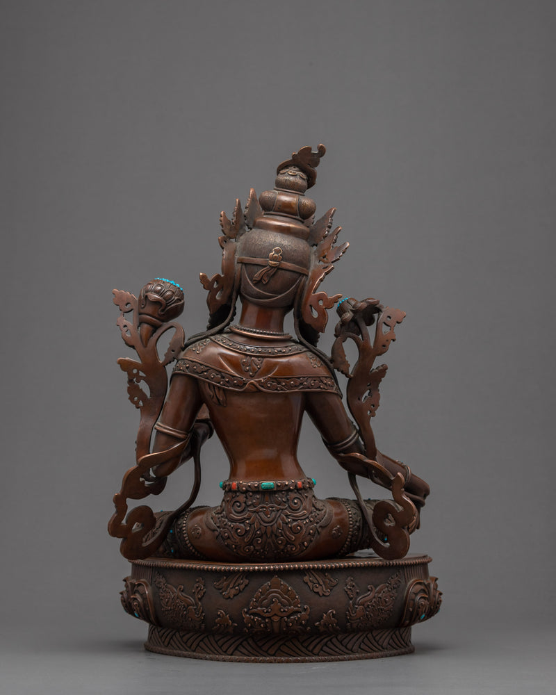 Indoor Green Tara Sculpture | Traditional Tibetan Art