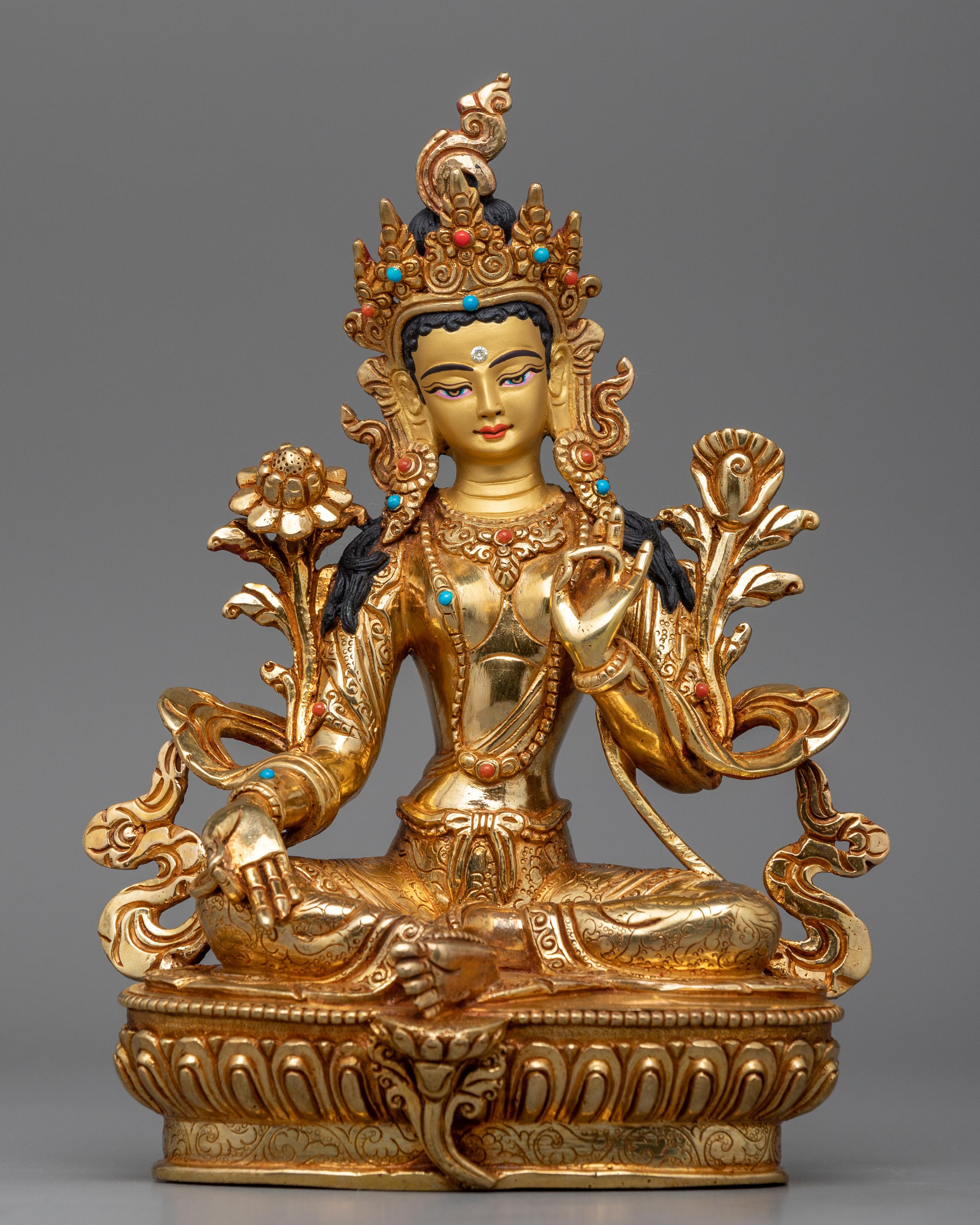 Green Tara Symbolism Statue | Traditional Tibetan Style Buddhist Statu