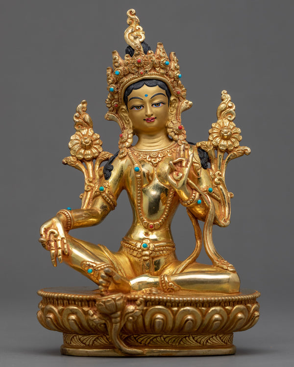 Gold Gilded Buddhist Art Tara Statue