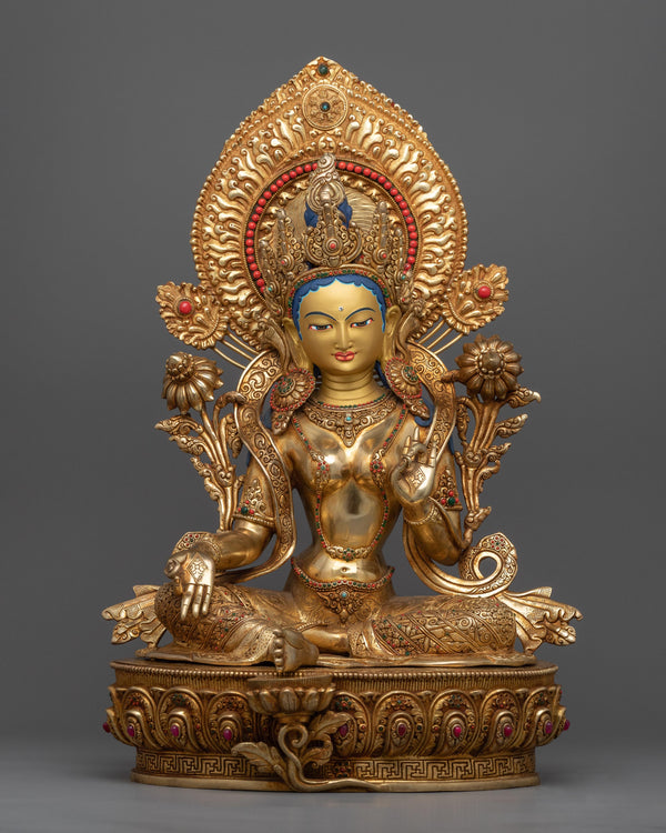 Green Tara Bodhisattva Statue | Traditional Tibetan Style Buddhist Statue