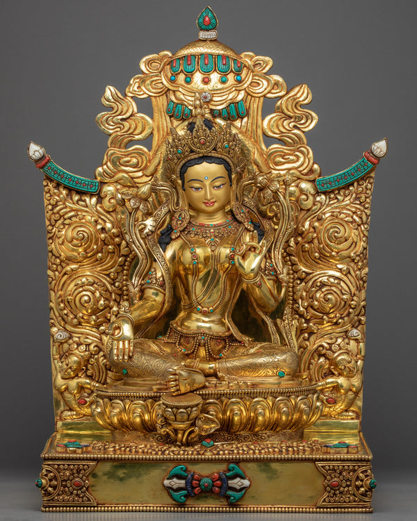 green-tara-rare-throne-sculpture