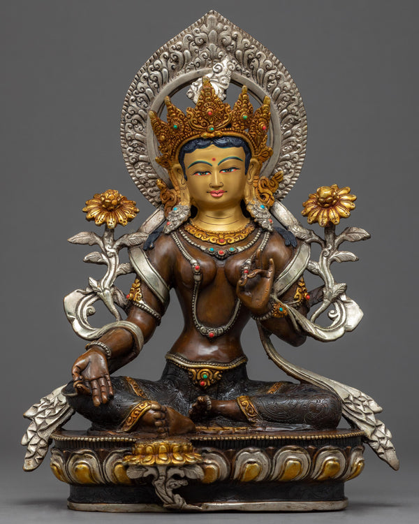 Female Buddha Green Tara Sculpture 