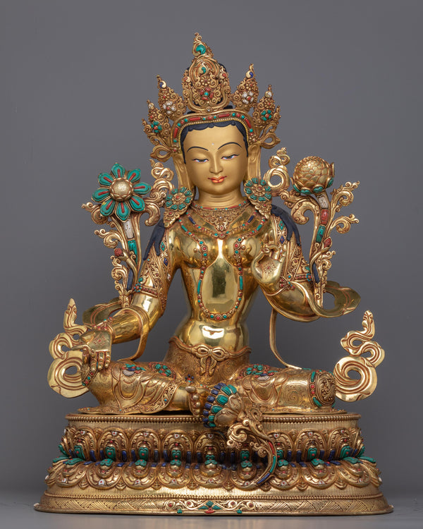 buddha goddess green tara statue