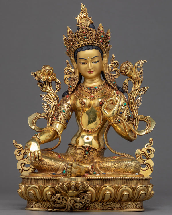 Green Tara Female Buddha Sculpture