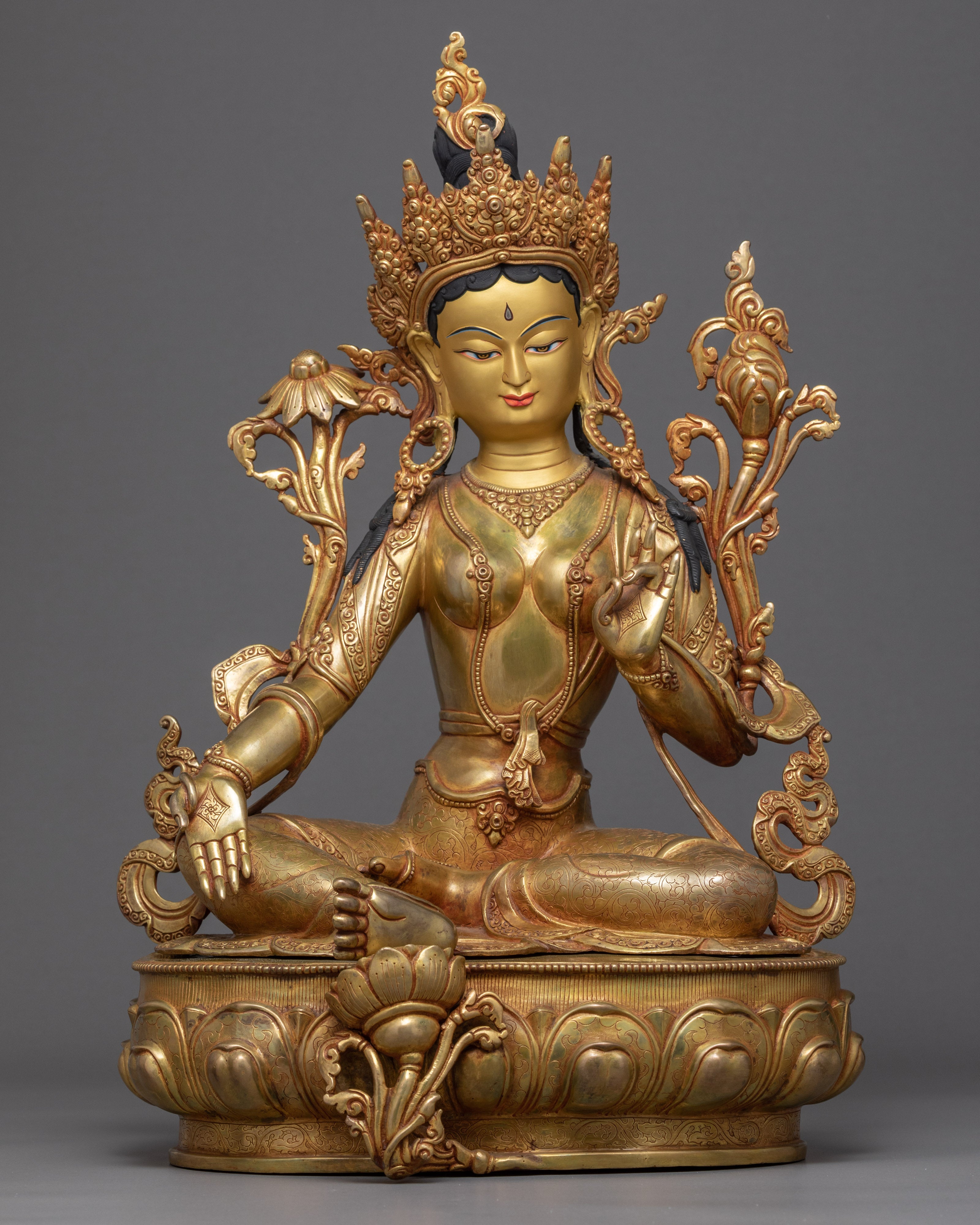 Tibetan Sgrol-ljang Statue | Green Tara Buddist Deity