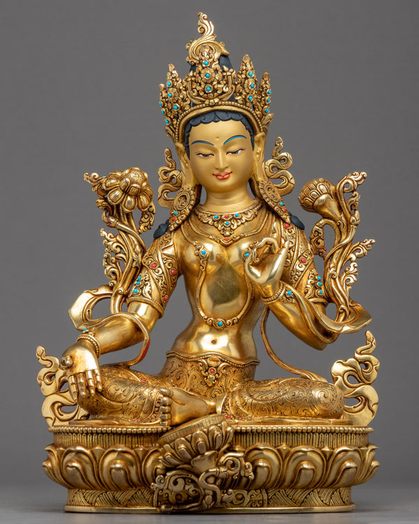 Green Tara Lotus Sculpture