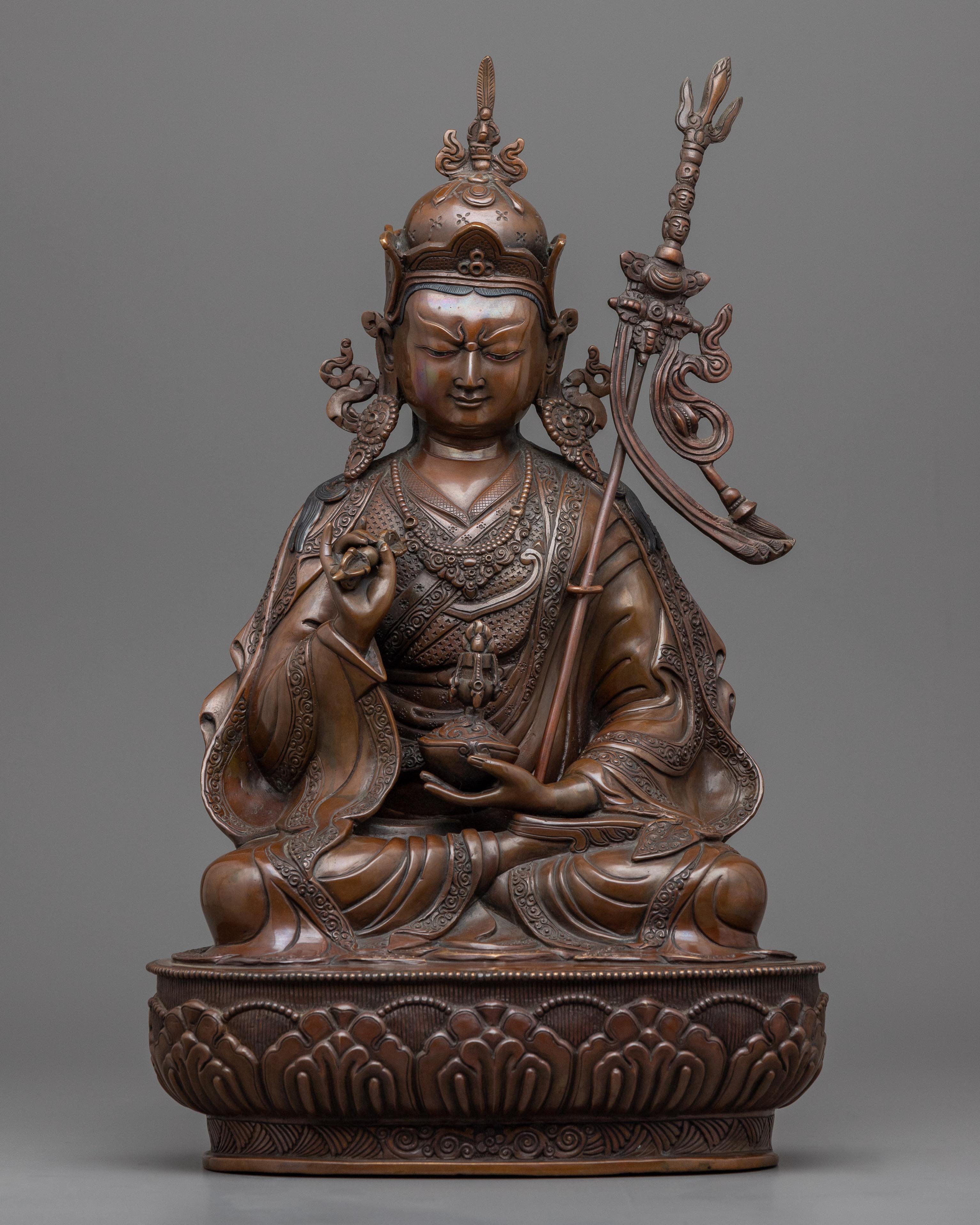 Tibetan Guru Rinpoche Statue | Traditionally Handmade Himalayan Religi