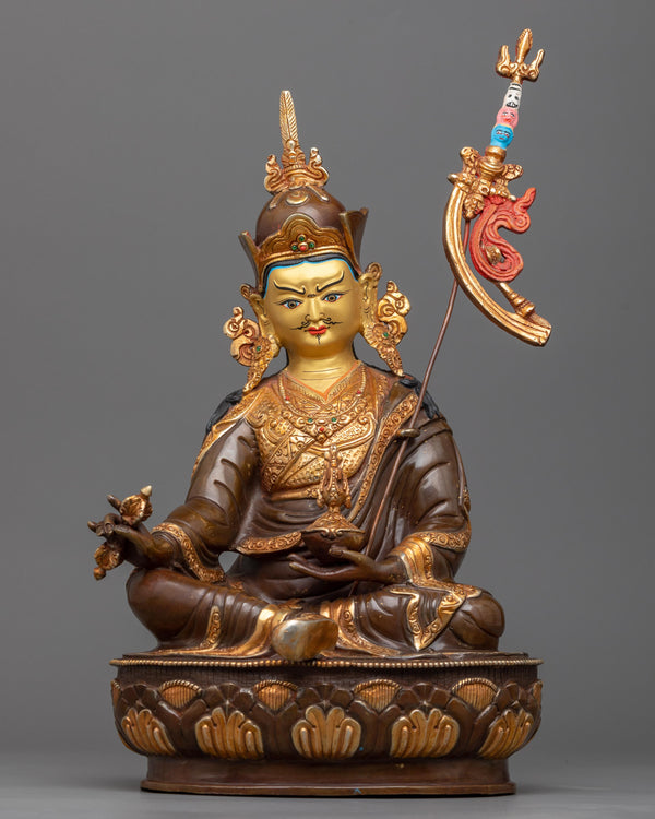 Gold Gilded Statue to practice mantra of guru rinpoche 