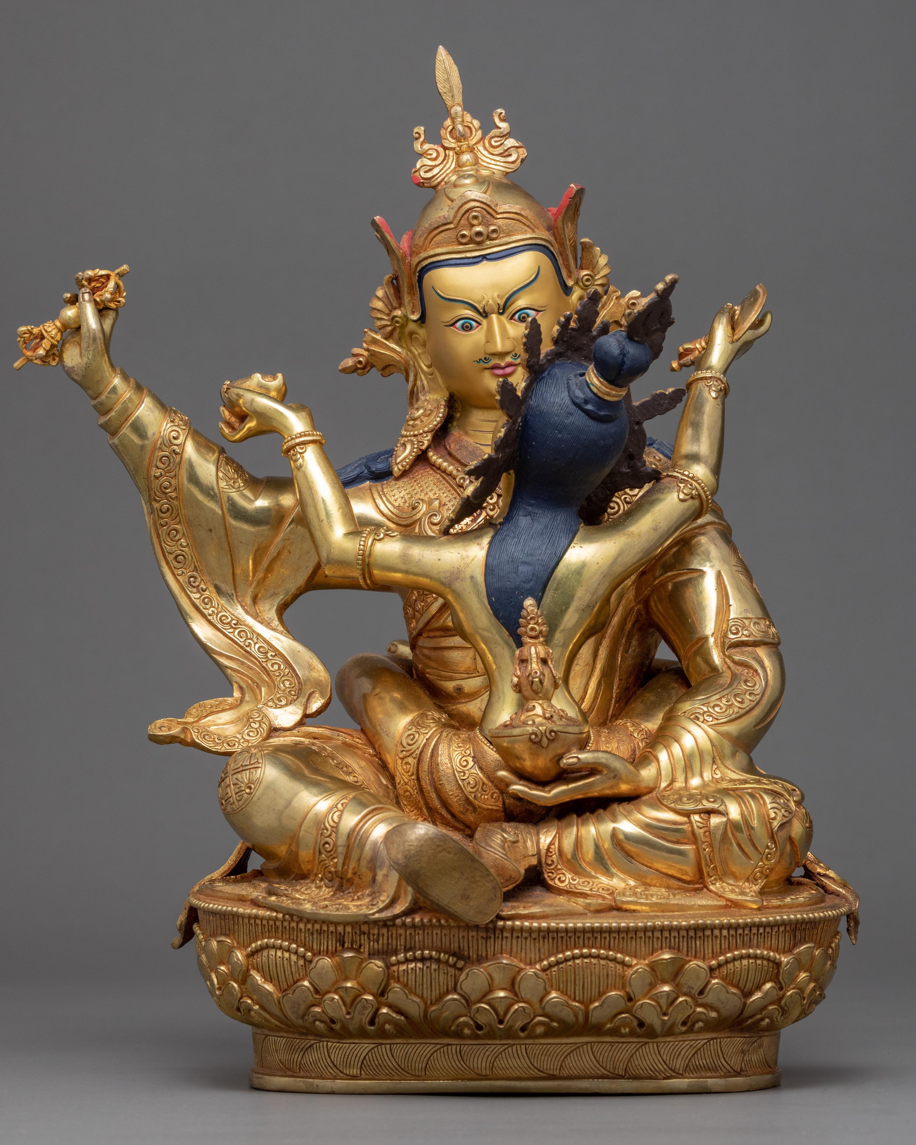 Guru Rinpoche With His Consort Statue | Traditionally Hand Crafted Scu