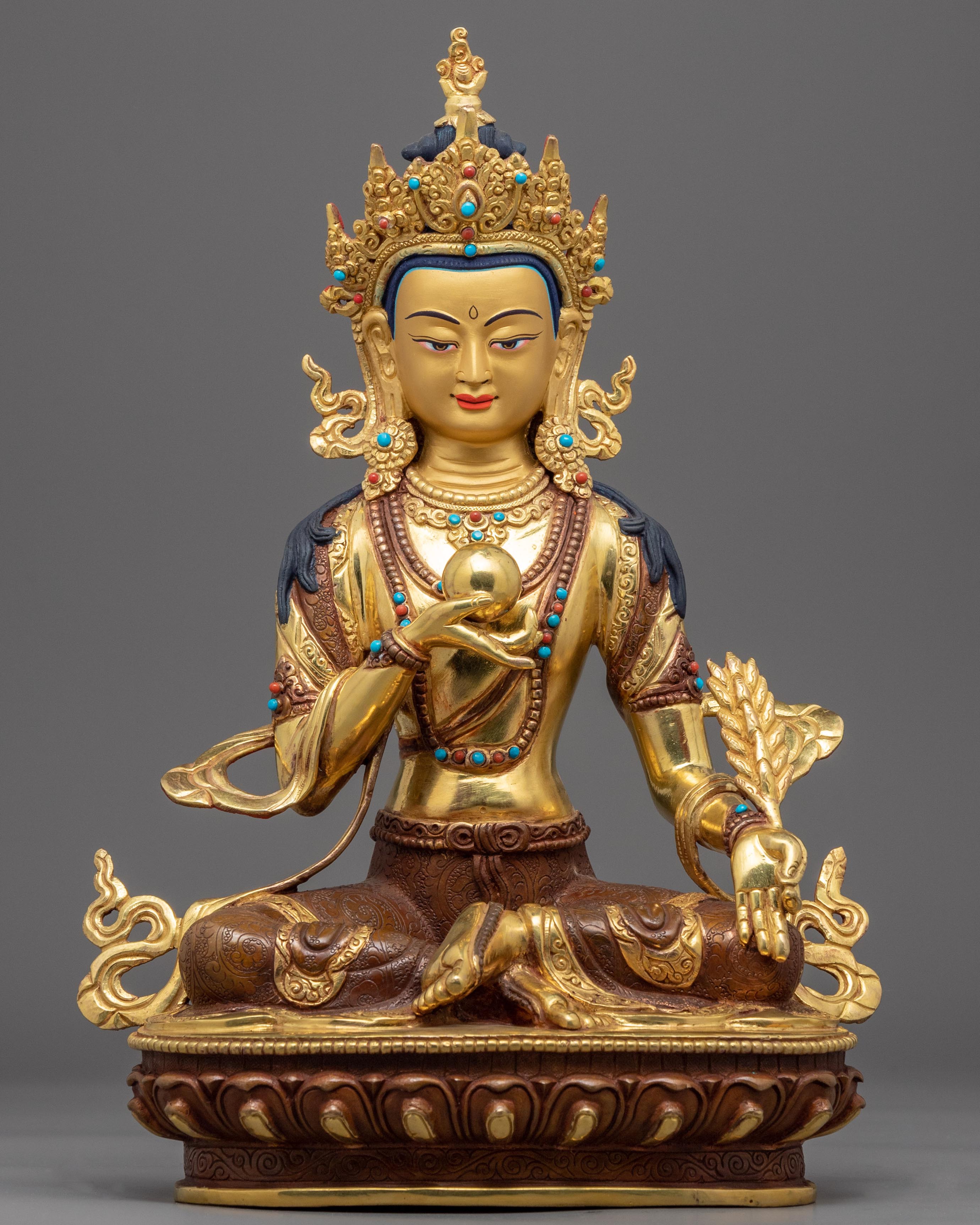 Tibetan Ksitigarbha Gold Statue 