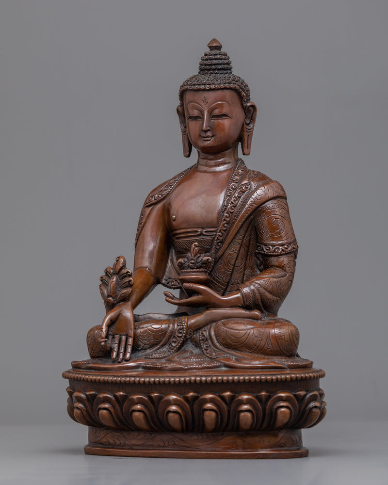 Medicine Buddah Sculpture | Himalayan Oxidized Copper Art-craft