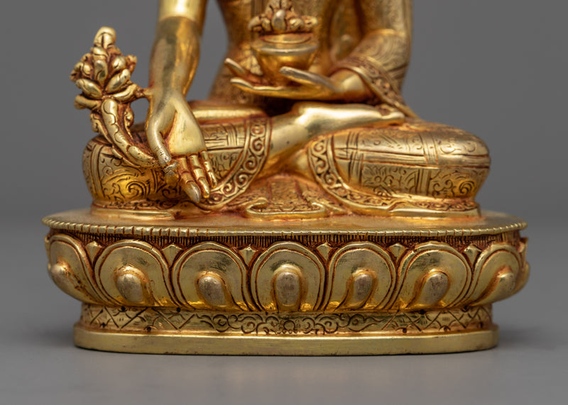 Gold Statue For Benefits Of Medicine Buddha Mantra | Bhaisajyaguru The Medicine Buddha Figurine