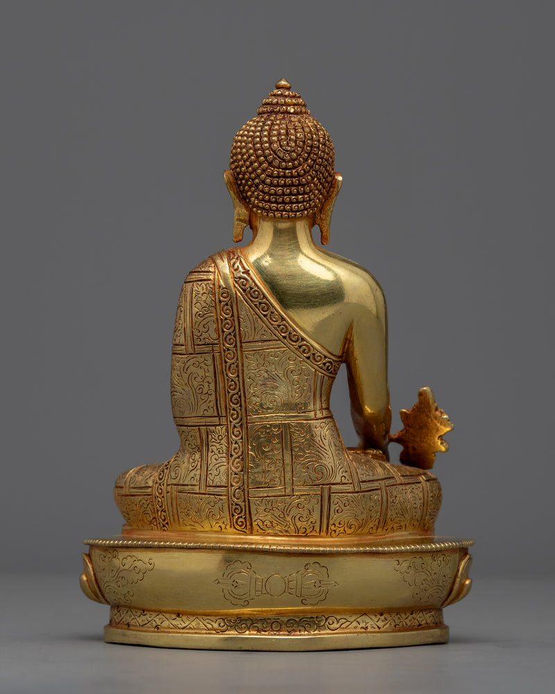 Gold Statue For Benefits Of Medicine Buddha Mantra | Bhaisajyaguru The Medicine Buddha Figurine