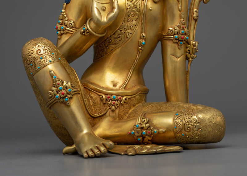 Gold Gilded Avalokiteshvara Chenrezig Statue | Handcrafted Buddhist Statue for Meditation