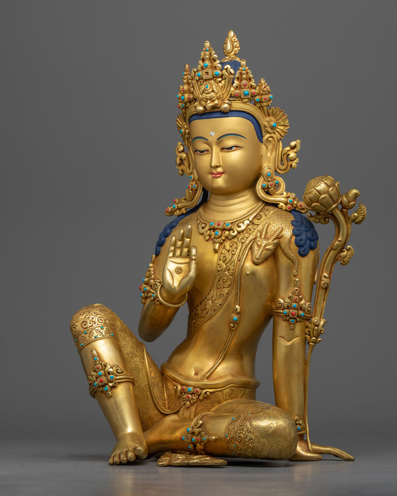 Gold Gilded Avalokiteshvara Chenrezig Statue | Handcrafted Buddhist Statue for Meditation