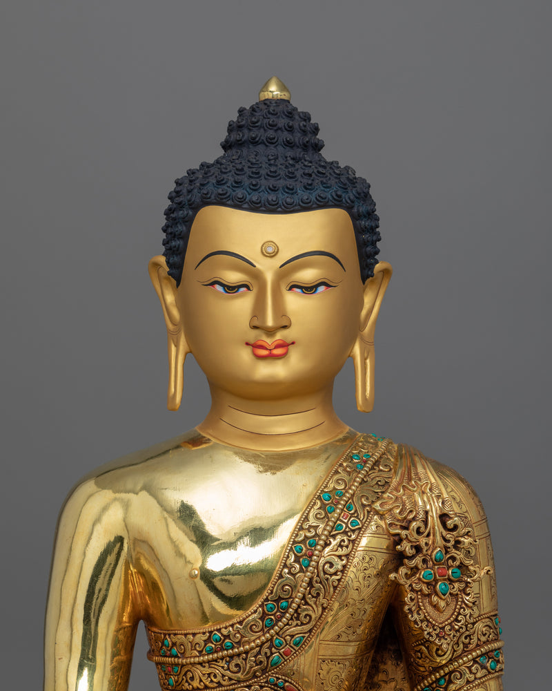 Traditional Gold-Gilded Buddha Gotama Statue | 24K Gold Hand-Carved Scultpture