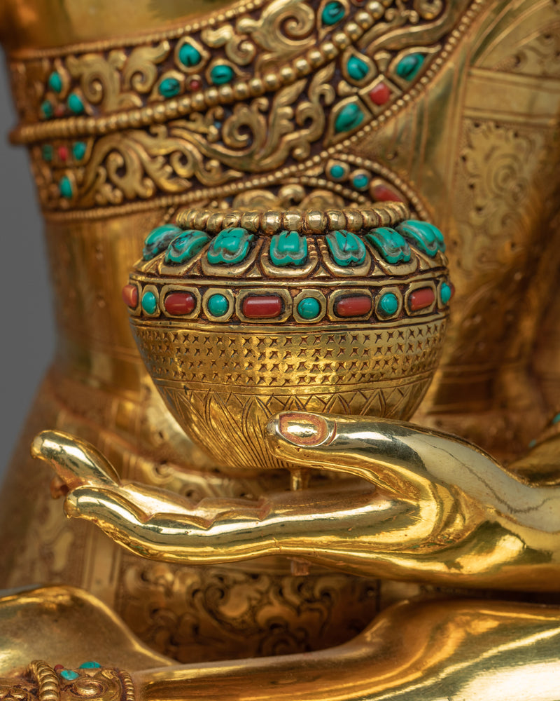 Traditional Gold-Gilded Buddha Gotama Statue | 24K Gold Hand-Carved Scultpture