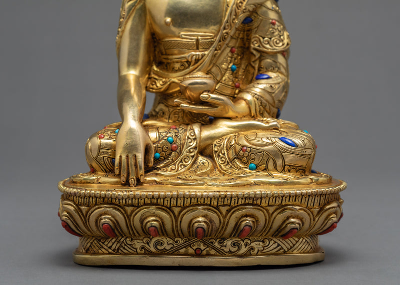 Shakyamuni Buddha Statue | Buddhist Art Sculpture | 24K Gold Gilded