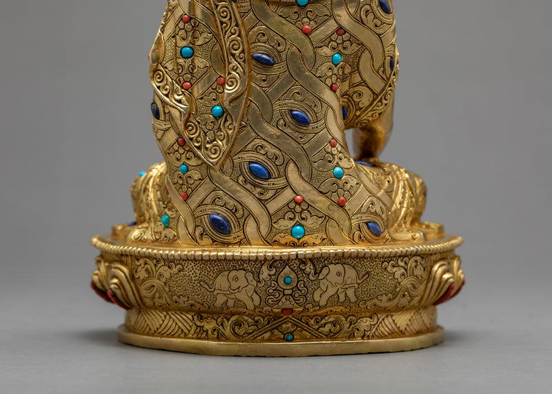 Shakyamuni Buddha Statue | Buddhist Art Sculpture | 24K Gold Gilded