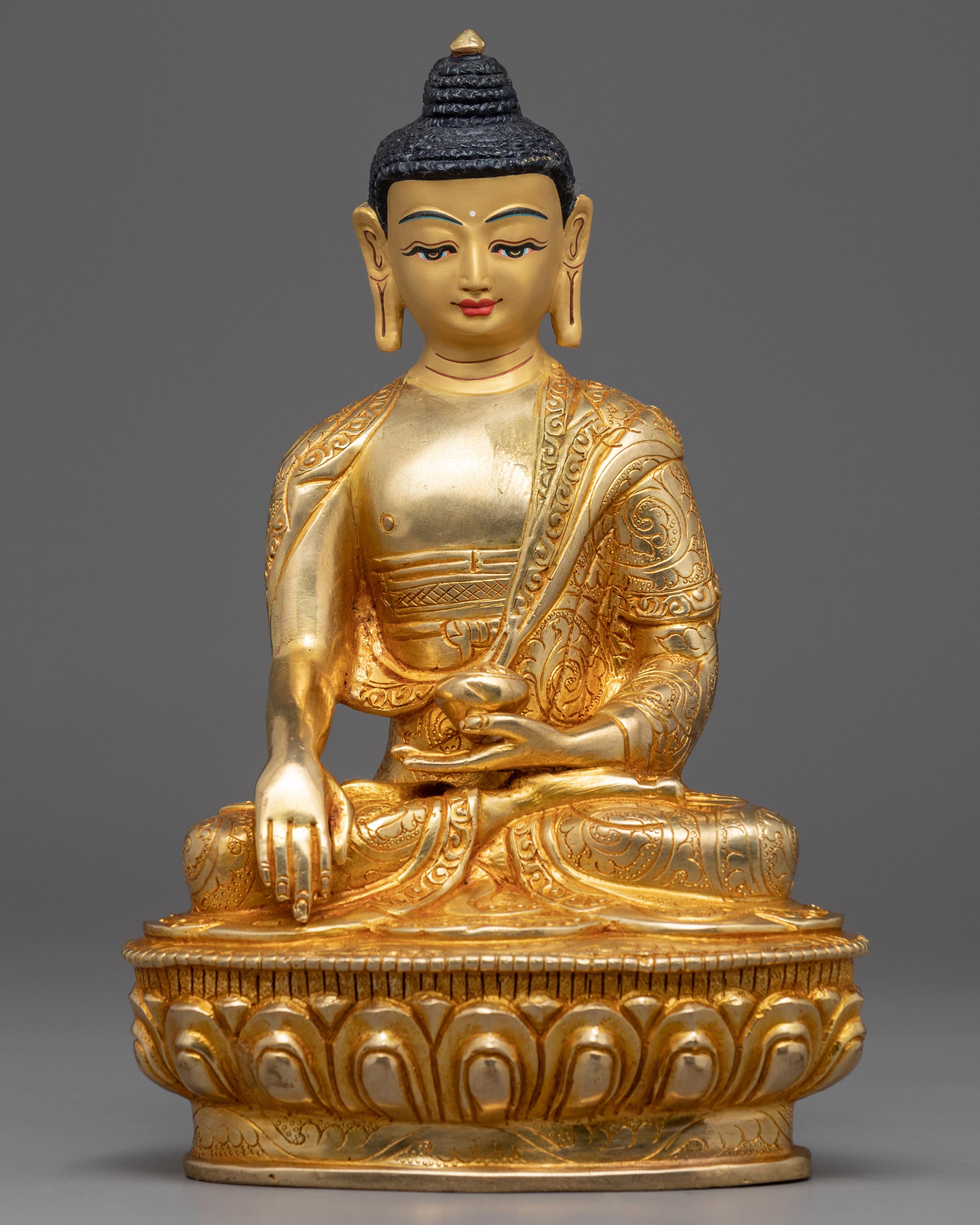 Golden Buddha Statue | Small Handmade Shakyamuni Buddha Figurine